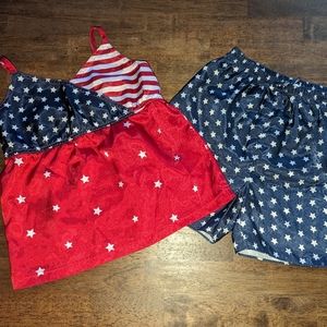 Girl's Gymboree patriotic red white blue pajamas size 6